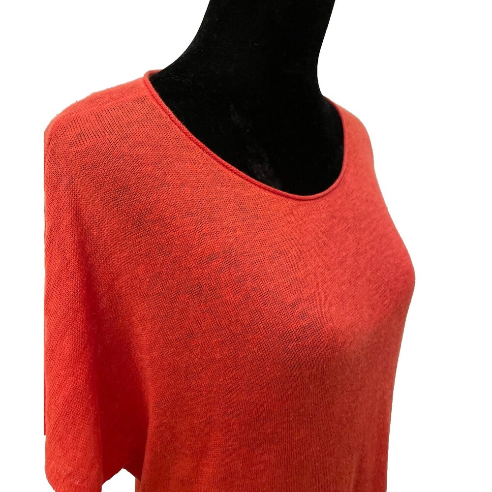 Eileen Fisher Womens Pullover Scoop Neck Tunic Top Size Small Red 100% Linen - Picture 7 of 12